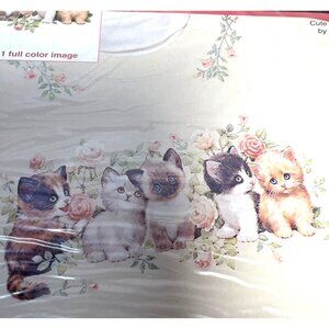 Full Color Iron-On Transfer Design By FashionArt Cute Kittens Floral Pattern For